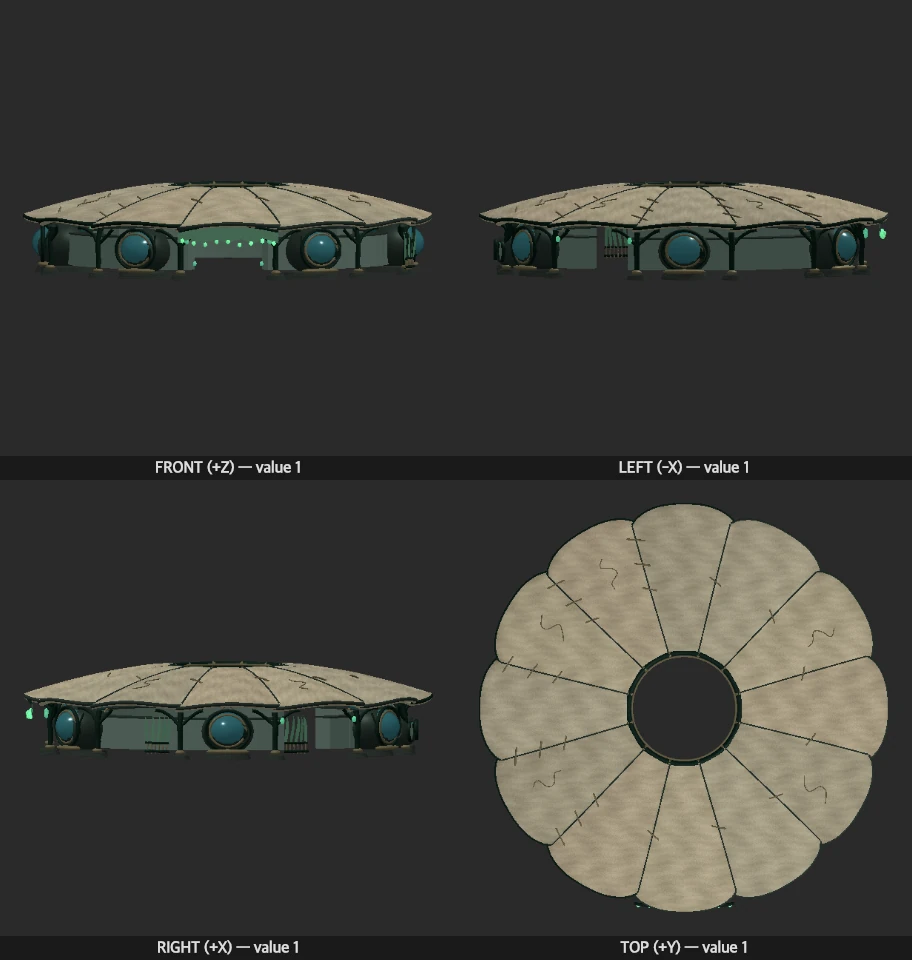 The Thousand-Gill Exchange model elevations