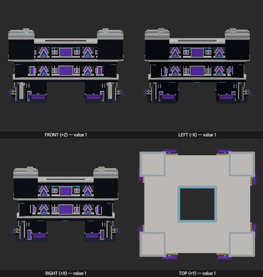 Voidfold Exchange model elevations