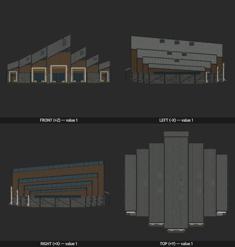 Cascading Loom Exchange model elevations