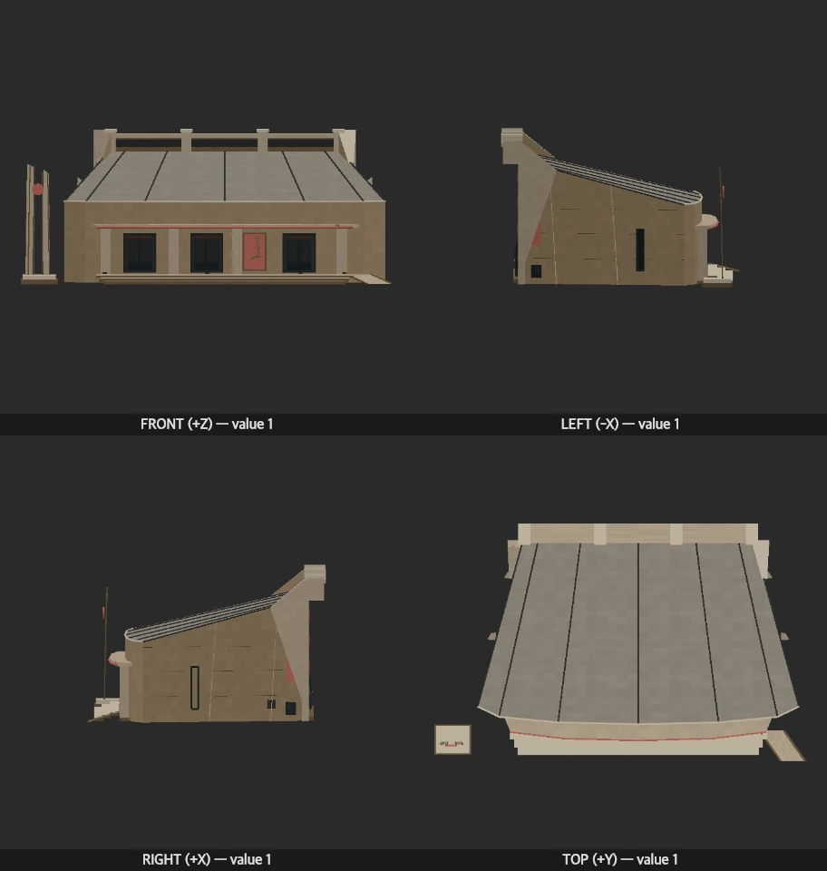 House of the Shared Sky model elevations