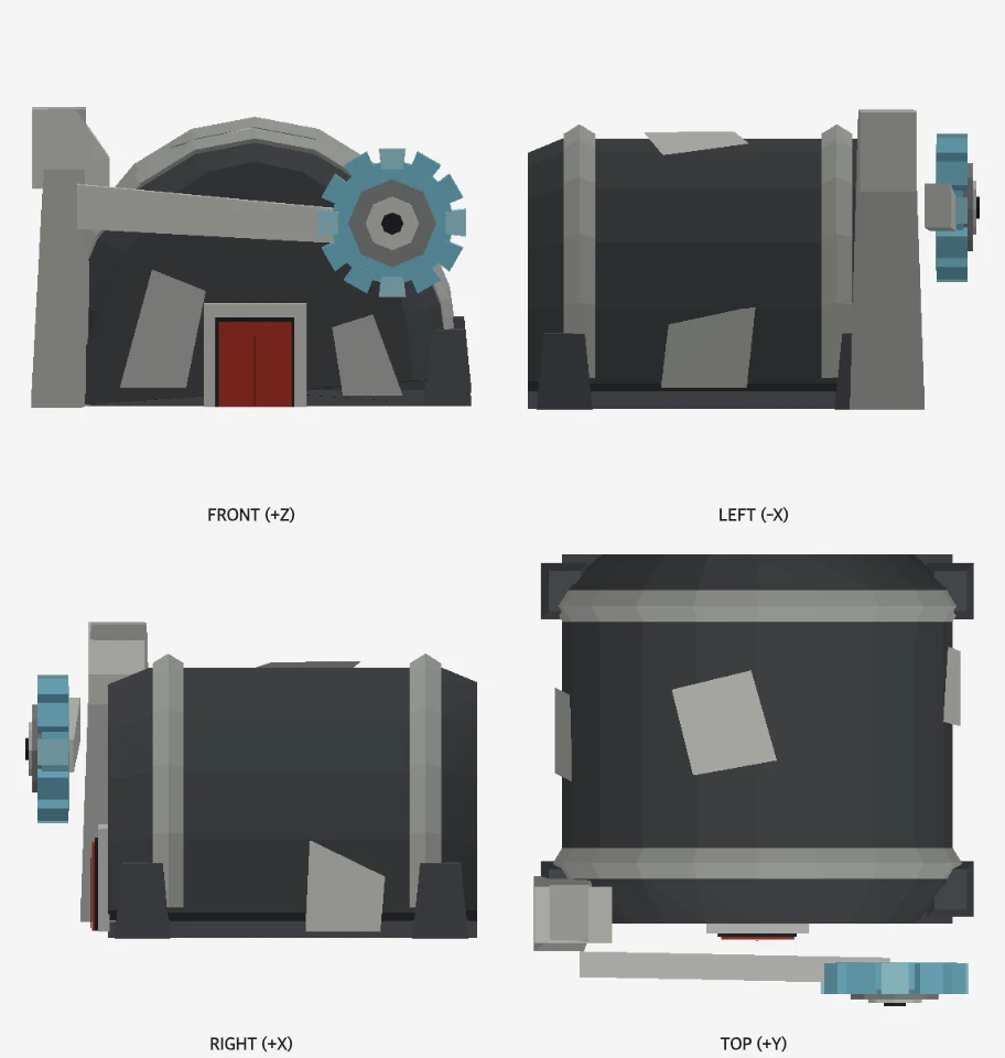 Ice Cutter Brigade model elevations