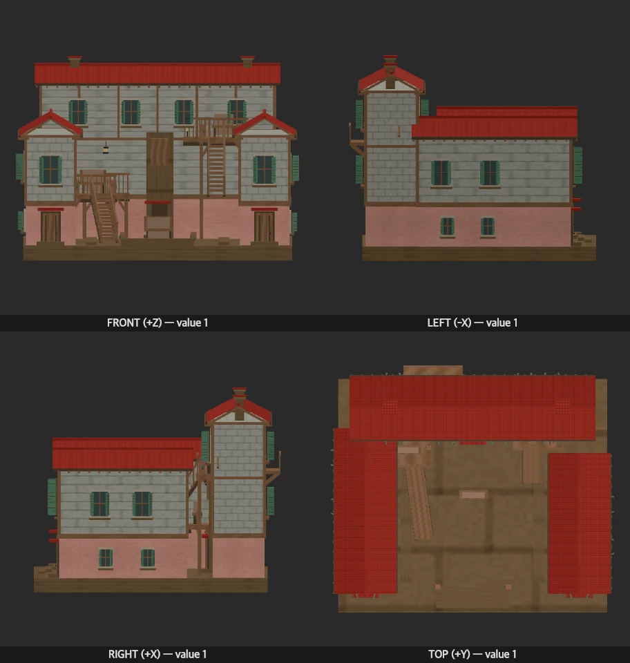 The Porch Parliament model elevations
