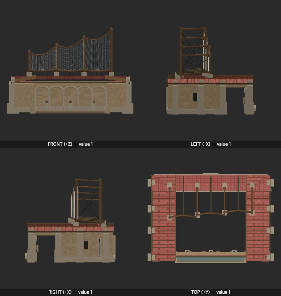 The Fog Scriptorium model elevations
